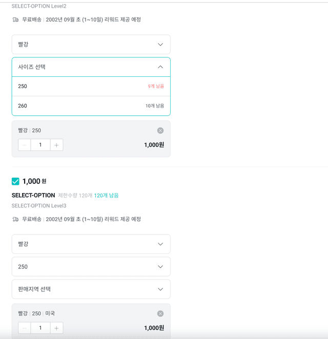 와디즈 펀딩 상품옵션 개선 화면 2